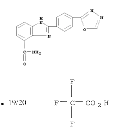 Molecular Structure of 1196059-50-3 (1H-Benzimidazole-7-carboxamide, 2-[4-(1,3,4-oxadiazol-2-yl)phenyl]-, 2,2,2-trifluoroacetate (20:19))